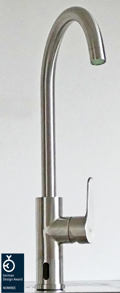 Koa Edelstahl- Sensormischbatterie mit Rundbogen-Schwenkauslauf